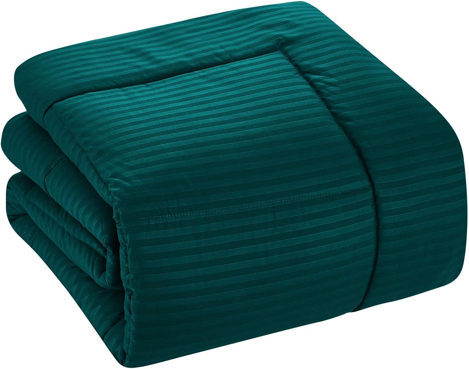 1 Piece Classic Egyption Cotton Premium Quality Comforter-300 GSM Cotton Stripe, 1000 TC (Queen Size,Teal)