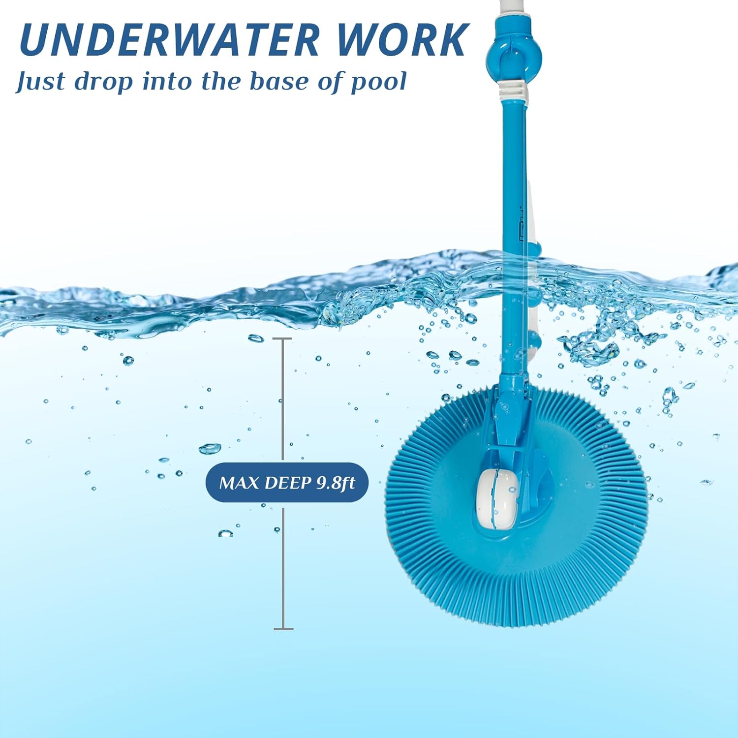 Automatic Suction Pool Cleaner, Side Climbing Pool Cleaners with 10 Hose, Low Noise Pool Vacuum Cleaner for Above-Ground & In-ground Swimming Pool, Blue