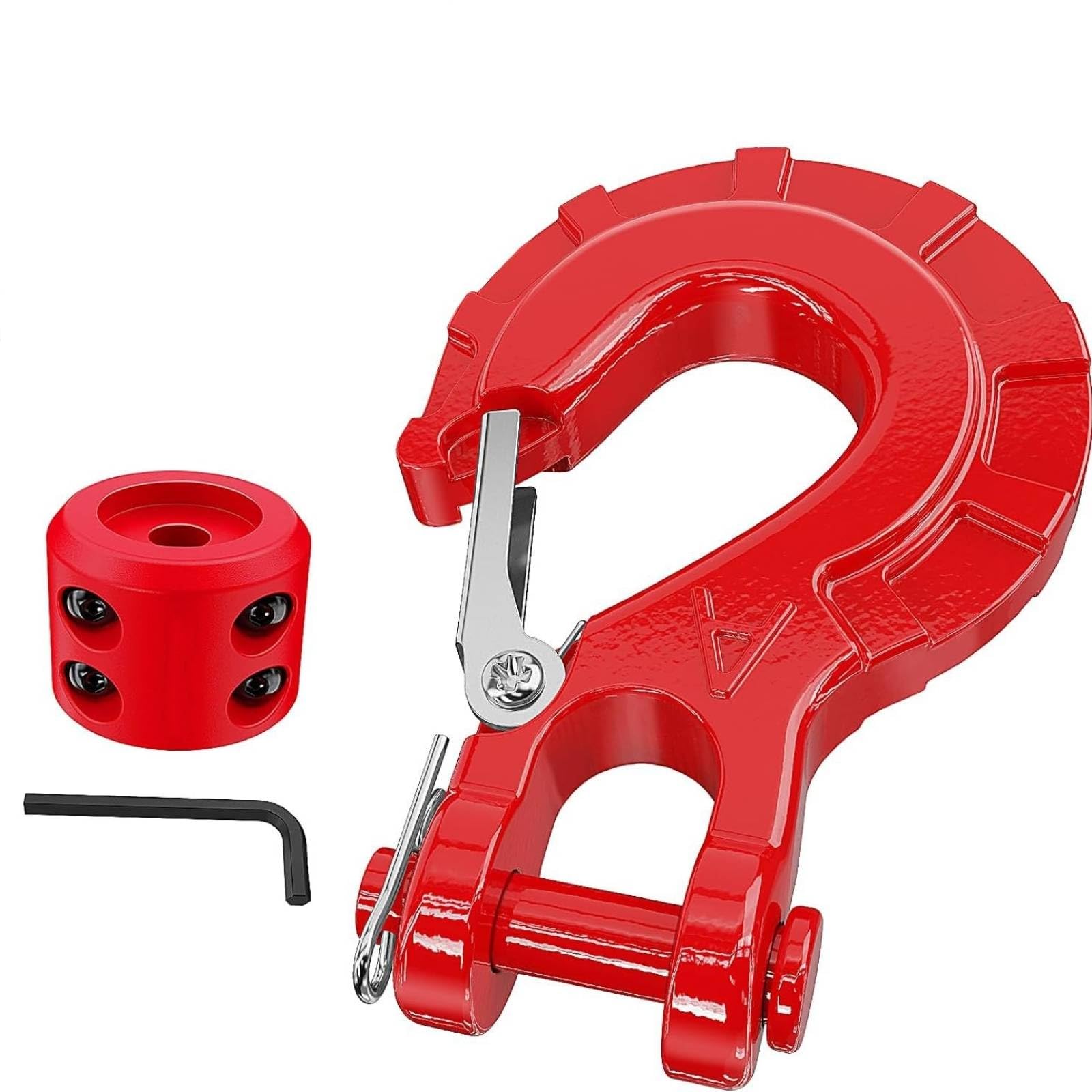 MERIGLARE Gancho de Remolque para Vehículo de Recuperación de de de Tracción Cuerpo Fundido en Acero G70 con Cierre Mediante, Rojo