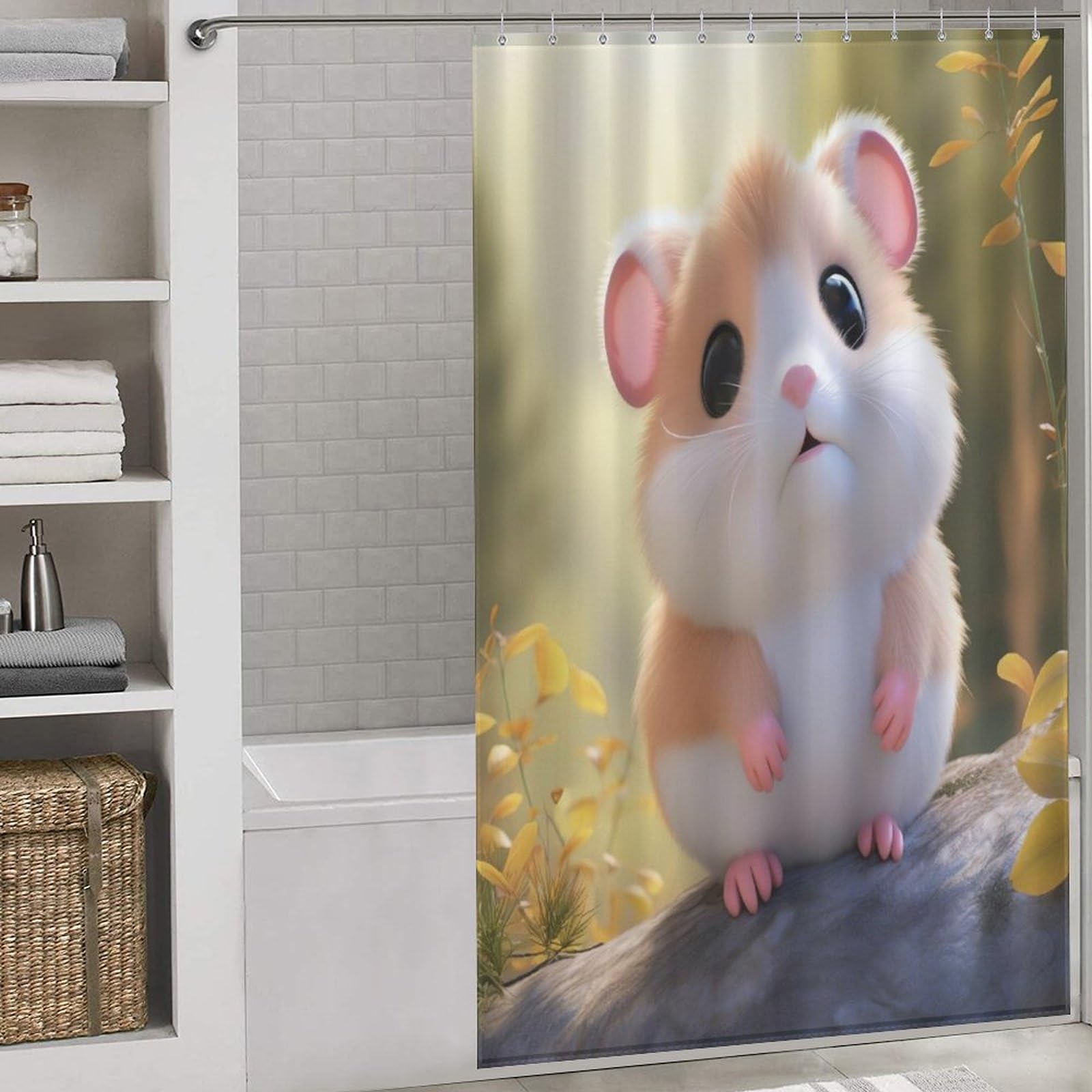 Rideau de douche hamster anti-éclaboussures pour garder le sol de la salle de bain sec