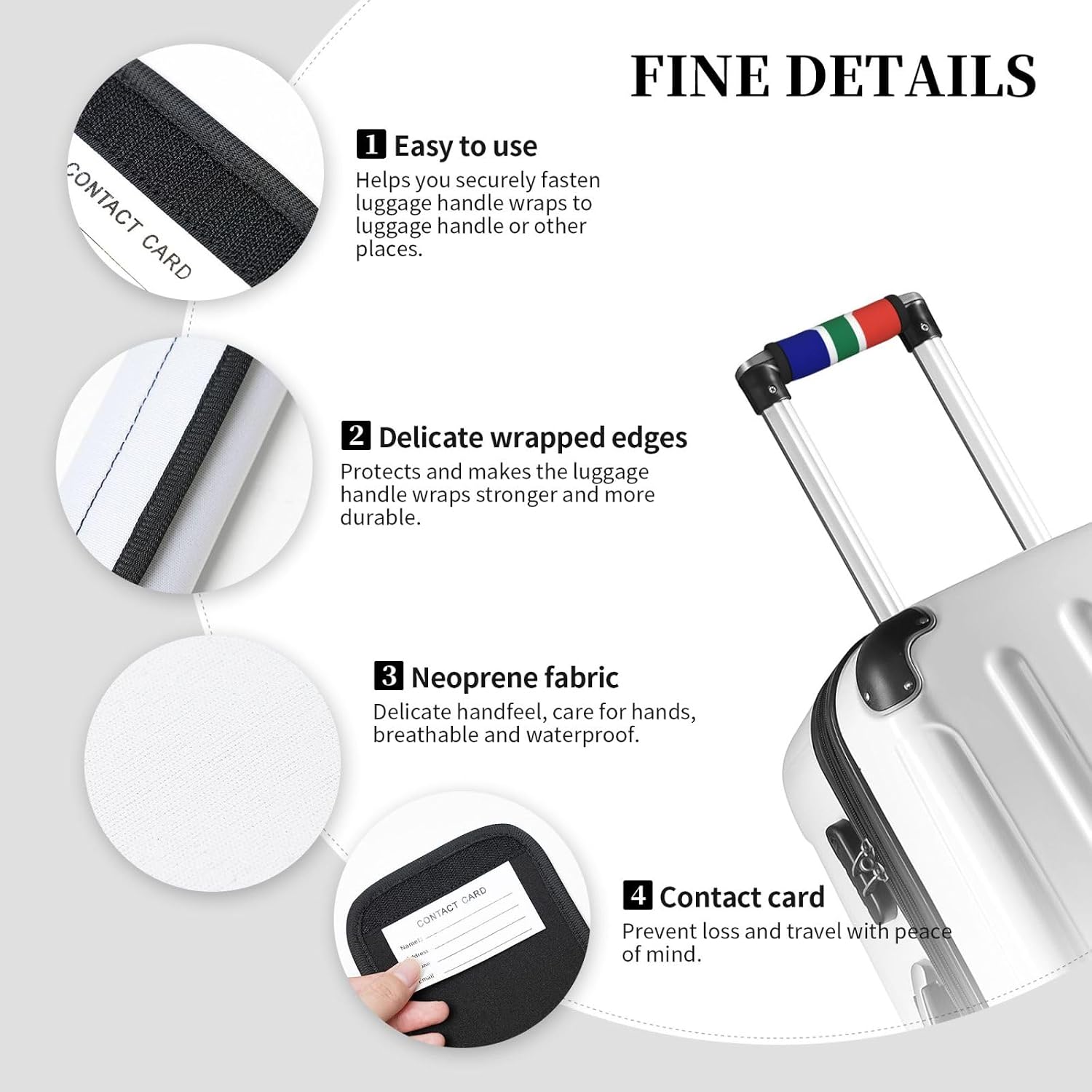 South African Flag Print Neoprene Luggage Handle Wraps for Travel Handle Grip Luggage Identifier Suitcase 2Pcs