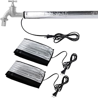Water Pipe Heat Tape Blanket,2 Pack Faucet Heating Blanket,39.4" x 6" Aluminum Foil Freeze Protection Winter Pipe Heater Wrap, Heating Cable for 1-1/4" Metal Plastic Pipes,110V, Max Temp 140˚F