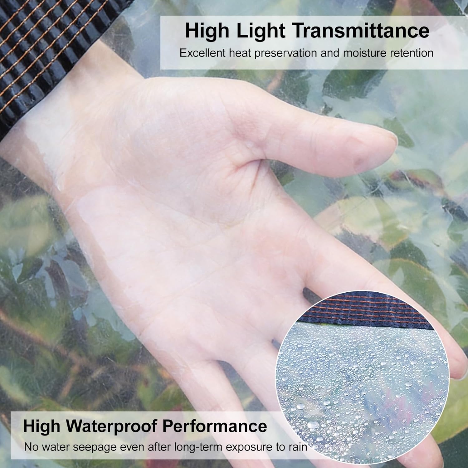 Clear Tarps Heavy Duty with Grommets, Clear Waterproof Tarps Outdoor Transparent Tarpaulin Plastic Rainproof Tarp Cover with Grommets for Gardening, Farming, Nursery, Garden(1.5x9m/4.9x29.5ft)