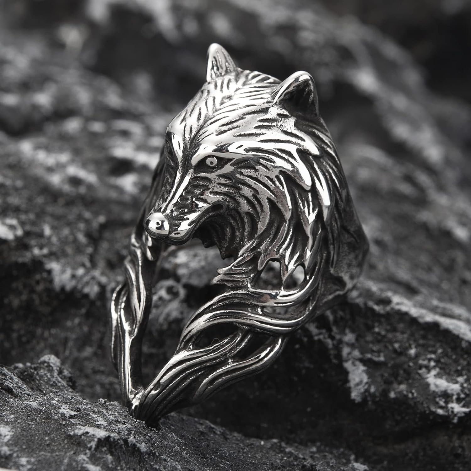 Gothic Crow/Dragon/Eagle/Lion/Snake/Tiger/Wolf Ring Stainless Steel Punk Biker Animal Rings Jewelry for Men Boys Size 7-13 - Image 3