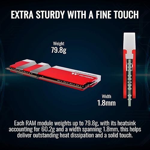 Miniatura 5 de Thermaltake TOUGHRAM RGB DDR4 3600 MHz 16 GB (8 GB x 2) Memoria  16.8 millones de colores, AlexaRazer Chroma5V tarjeta madre sincronizada, rojo