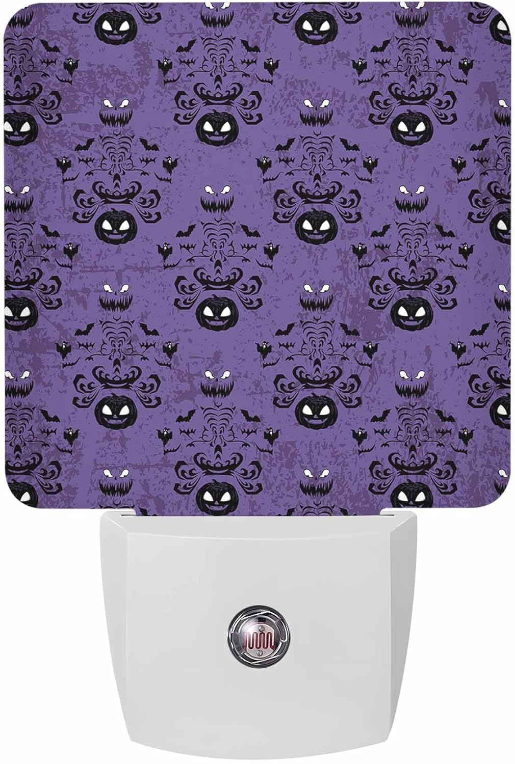 Halloween Night Lights Auto Sensor Ghost Pumpkin Bats Plug-in LED Nightlights Dusk to Dawn for Living Room, Bedroom, Bathroom, Hallway, Stairways Holiday Party Wall Decor, Purple Night Light Square Purple