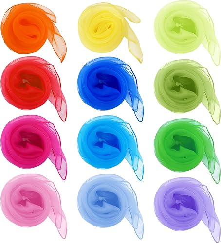 Miniatura 2 de 12 pañuelos cuadrados de seda para danza, trucos de magia, accesorios de rendimiento, bufandas de movimiento, bufandas de banda rítmica, bufanda de