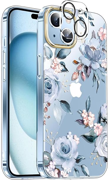 Luolnh Compatible With IPhone 14 Plus Case With Flowers For Girly Women Shockproof