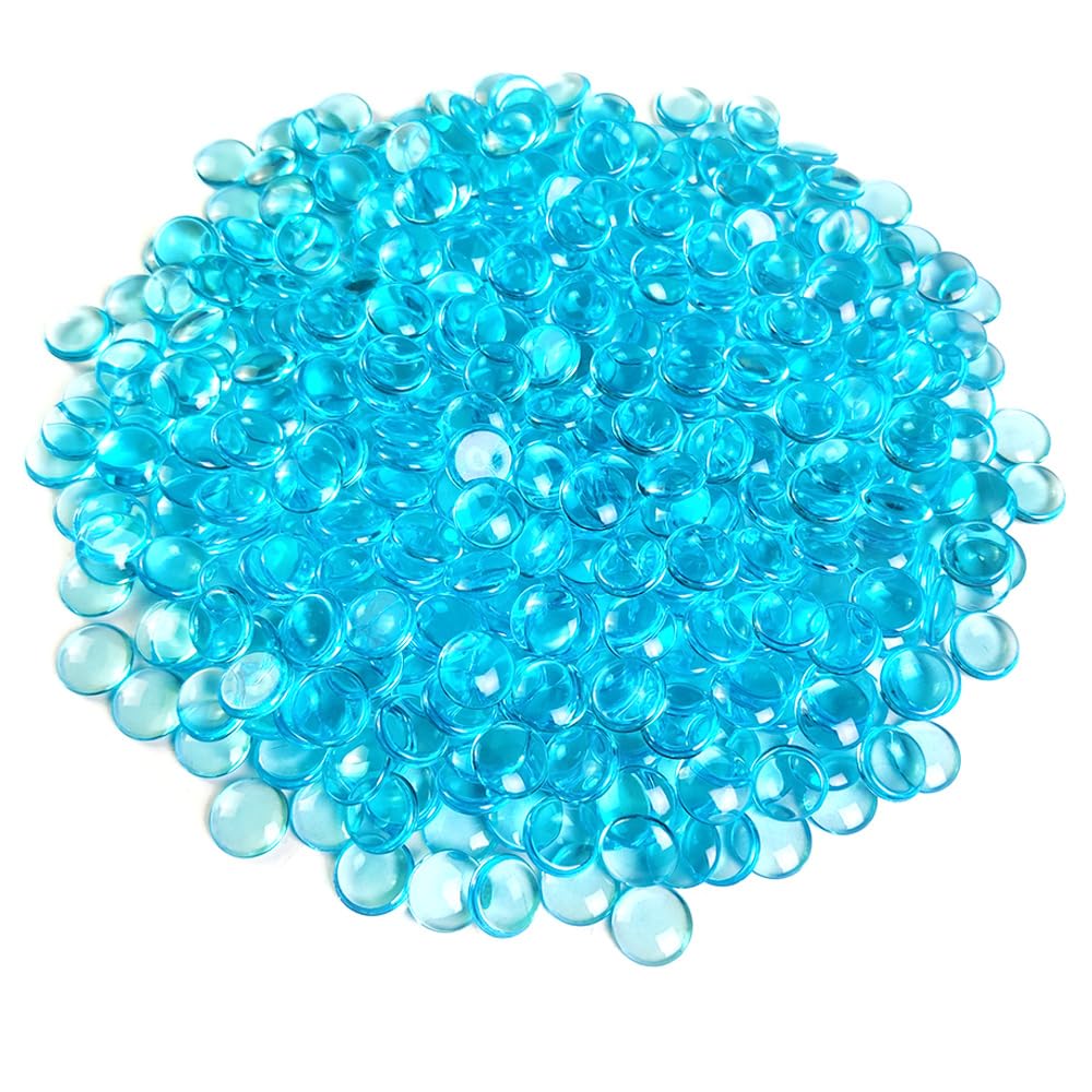 Ocefeiyue 630 PCS Sea Blue Acrylic Flat Marbles Decorative Gems Table Confetti for Vase Fillers,Table Scatters,Aquarium,Party Decoration,15 OZ
