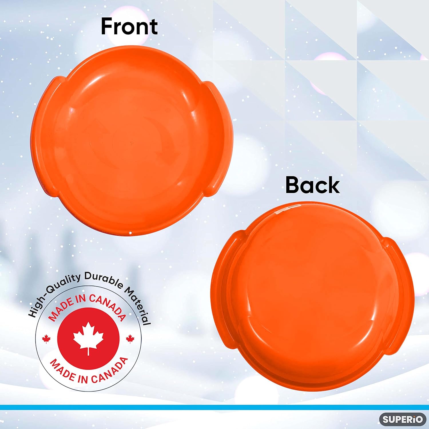 Superio Round Saucer Snow Sleds for Kids and Adult, Spiral Toddler Sled 26" Avalanche Circle Jet Sled for Toddlers Age Plastic Sledding Disc, Winter Snow Toys Fun for Kids and Adults, 2-Pack