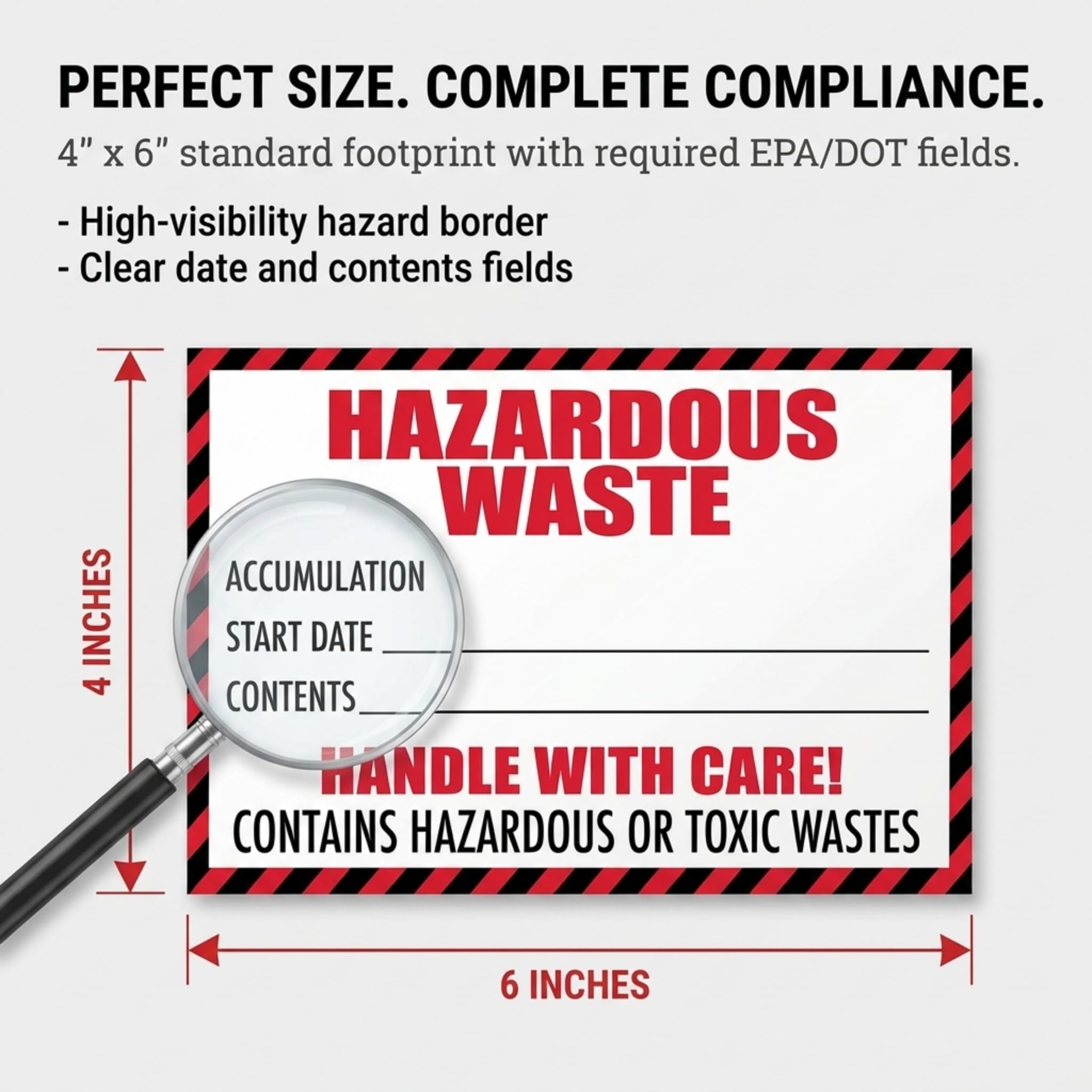 Amazon.com: Hazardous Waste Label with Handle with Care, 4