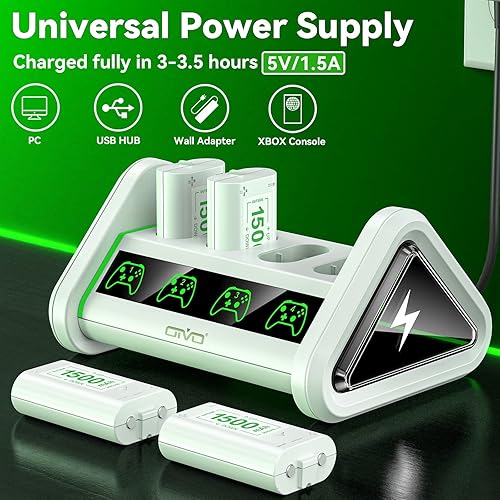 Miniatura 2 de Paquetes de baterías recargables con estación de carga para Xbox Series XSXbox One XSElite Controllers OIVO 4 paquetes de baterías recargables de