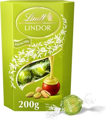 Lindt Lindor Pistachio Milk Chocolate Truffles Box 200g | Smooth Melting Milk Chocolate Truffles with Pistachio Filling | Luxury Swiss Chocolate Gift Box