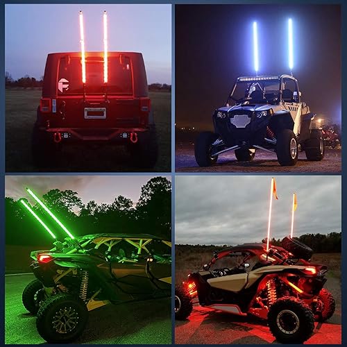 Miniatura 8 de Nilight 2 luces LED RGB en espiral de 3 pies con base de resorte luz de persecución de control remoto RF antena iluminada para Can-Am ATV UTV RZR