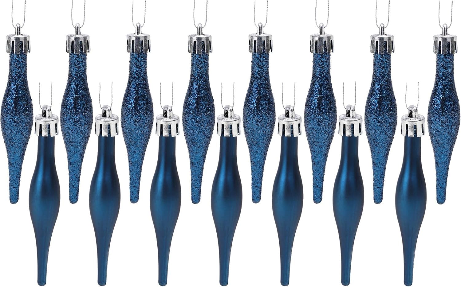 20 Christmas Tree Tear Drop Droplet Baubles Decorations - Navy Blue