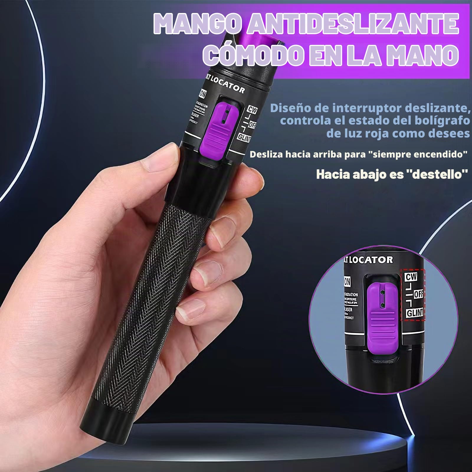 Localizador visual de fallas de 70 mW, kits VFL de 70 mW, Lápiz Comprobador de Cables de Fibra Óptica con Adaptadores FC/LC Monomodo de 9/125 μm, Compatible con Interfaz SC/FC/ST/LC de 2,5 mm
