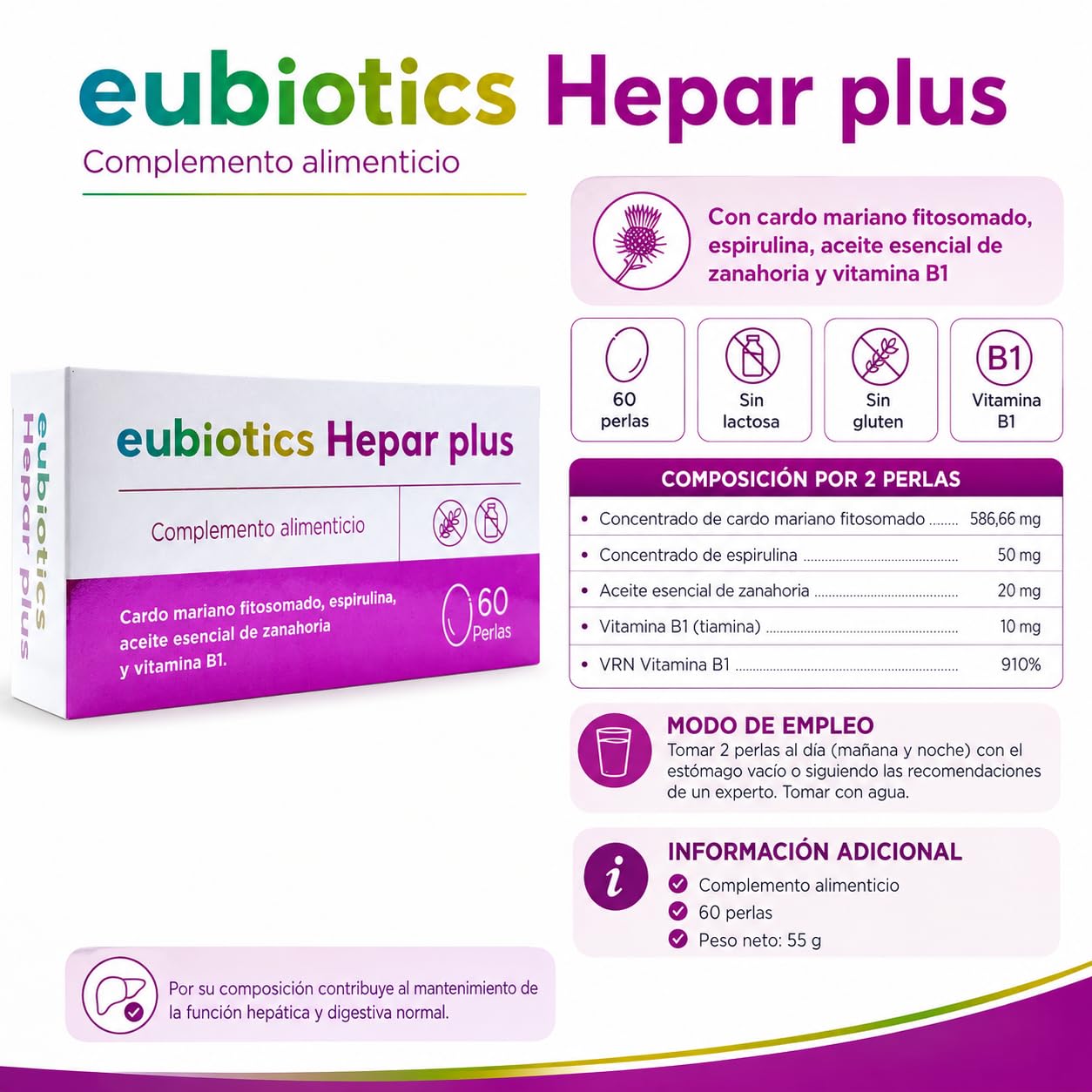 Cobas Eubiotics Hepar Plus Cápsulas - Suplemento para Detoxificación y Salud Hepática - Con Cardo Mariano, Alcachofa, Desmodium y Colina - Depurativo del Hígado -