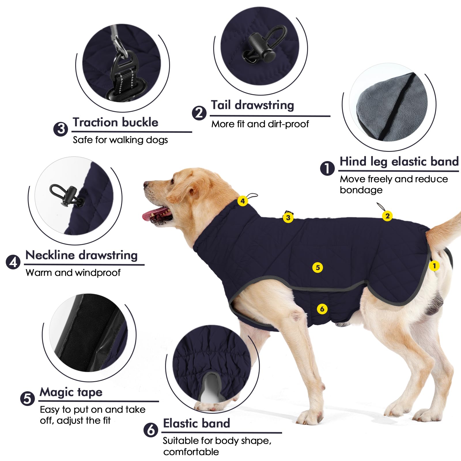 Dotoner Hundemantel Winter - Warme Derby Tweed Jacke Für Kleine & Große Hunde