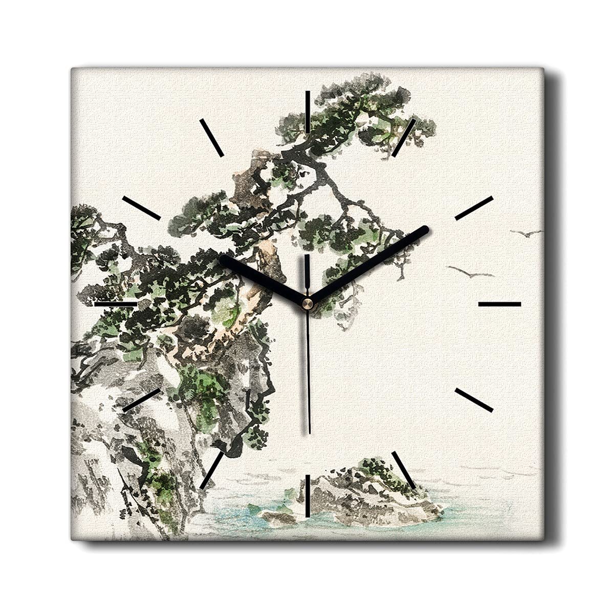 Horloge sur Toile Arbre côte pendule murale silencieuse Coloray 30x30 cm