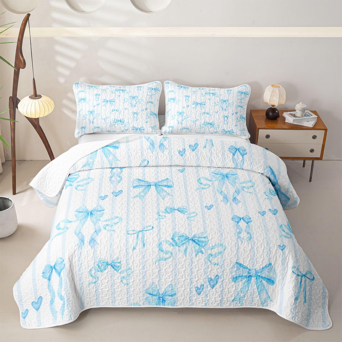 Homewish Süße Blaue Schleife Schleifchen Steppdecke 220x240cm