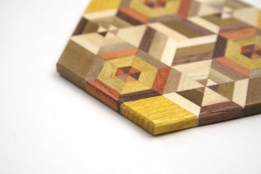 寄木無垢六角茶托5枚セット 無垢 六角茶托セット（5枚入り） | 茶托・茶筒 | 寄木細工専門