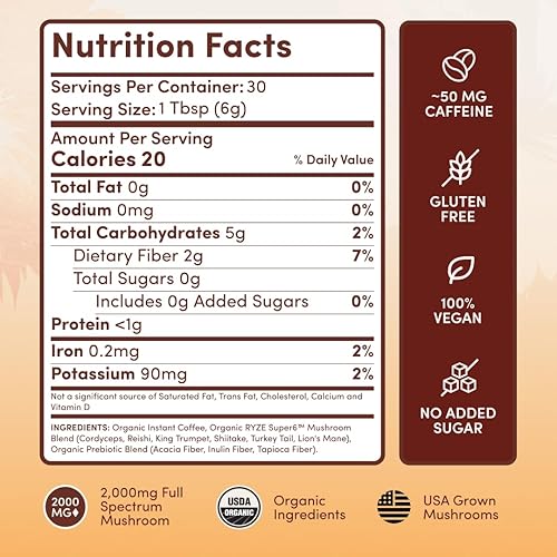 Miniatura 6 de RYZE SUPERFOODS Kit de inicio de café tostado medio de hongos, café instantáneo orgánico USDA con 6 hongos adaptogénicos y para energía,