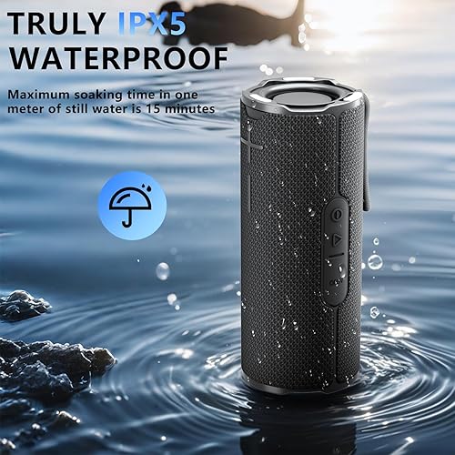 Miniatura 2 de COOPERS Altavoz Bluetooth portátil, altavoz Bluetooth inalámbrico, altavoces impermeables IPX5 con luces RGB, graves profundos de sonido estéreo