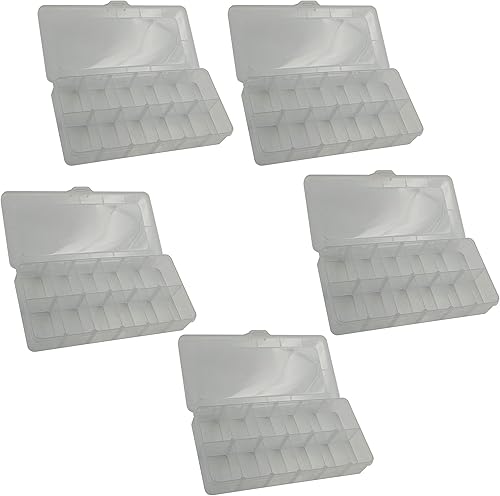 Miniatura 1 de Electronix Express - Paquete de 5 cajas de almacenamiento de componentes para guardar piezas pequeñas, divisores extraíbles, 2 a 12 divisiones,