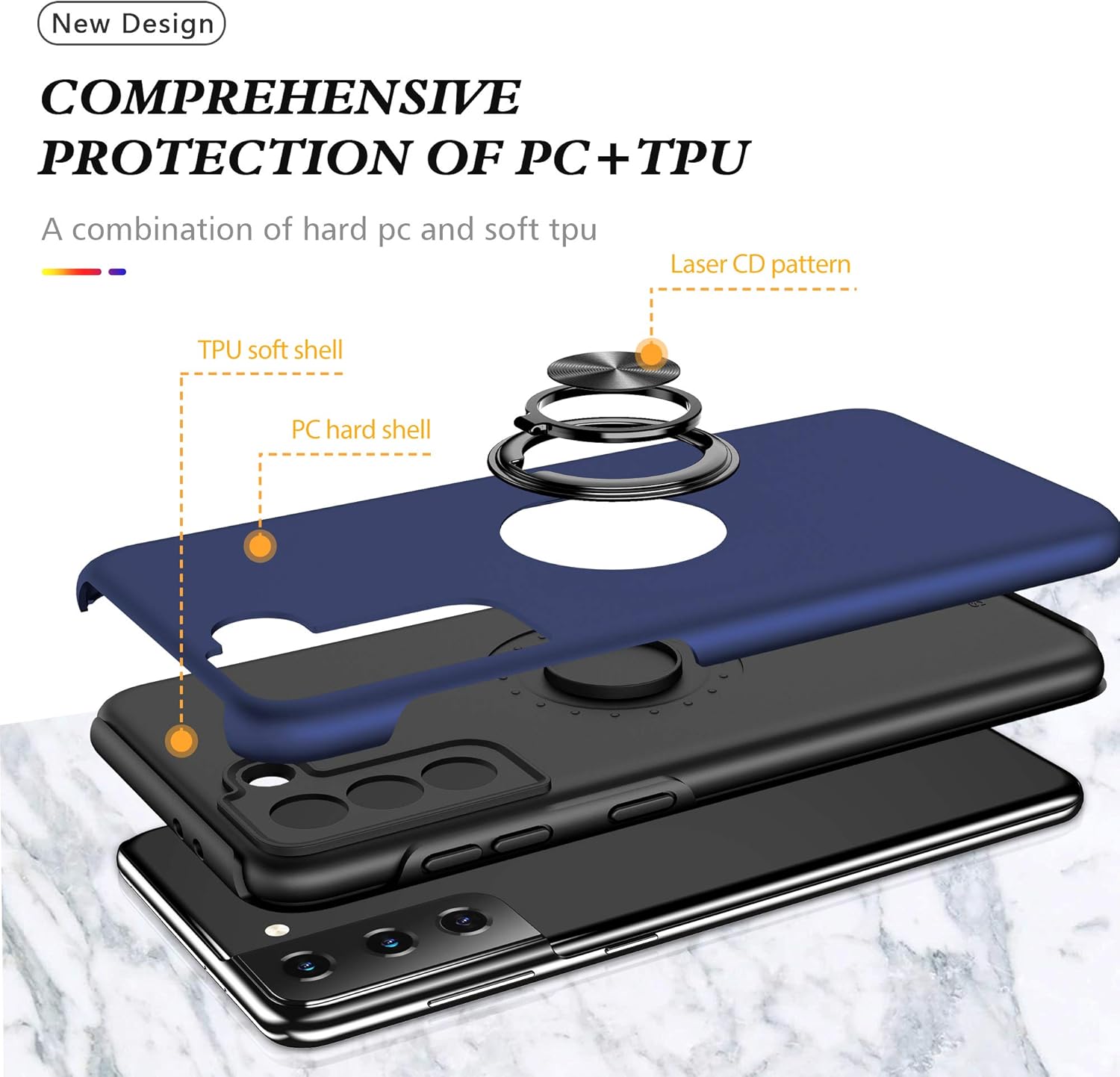 Galaxy S22 Plus Case for Samsung Galaxy S22 Plus Case Military Grade Shockproof Built-in Ring Holder Kickstand Car Mount Armor Heavy Duty Protective Case for Galaxy S22  Plus Phone Case (Blue)