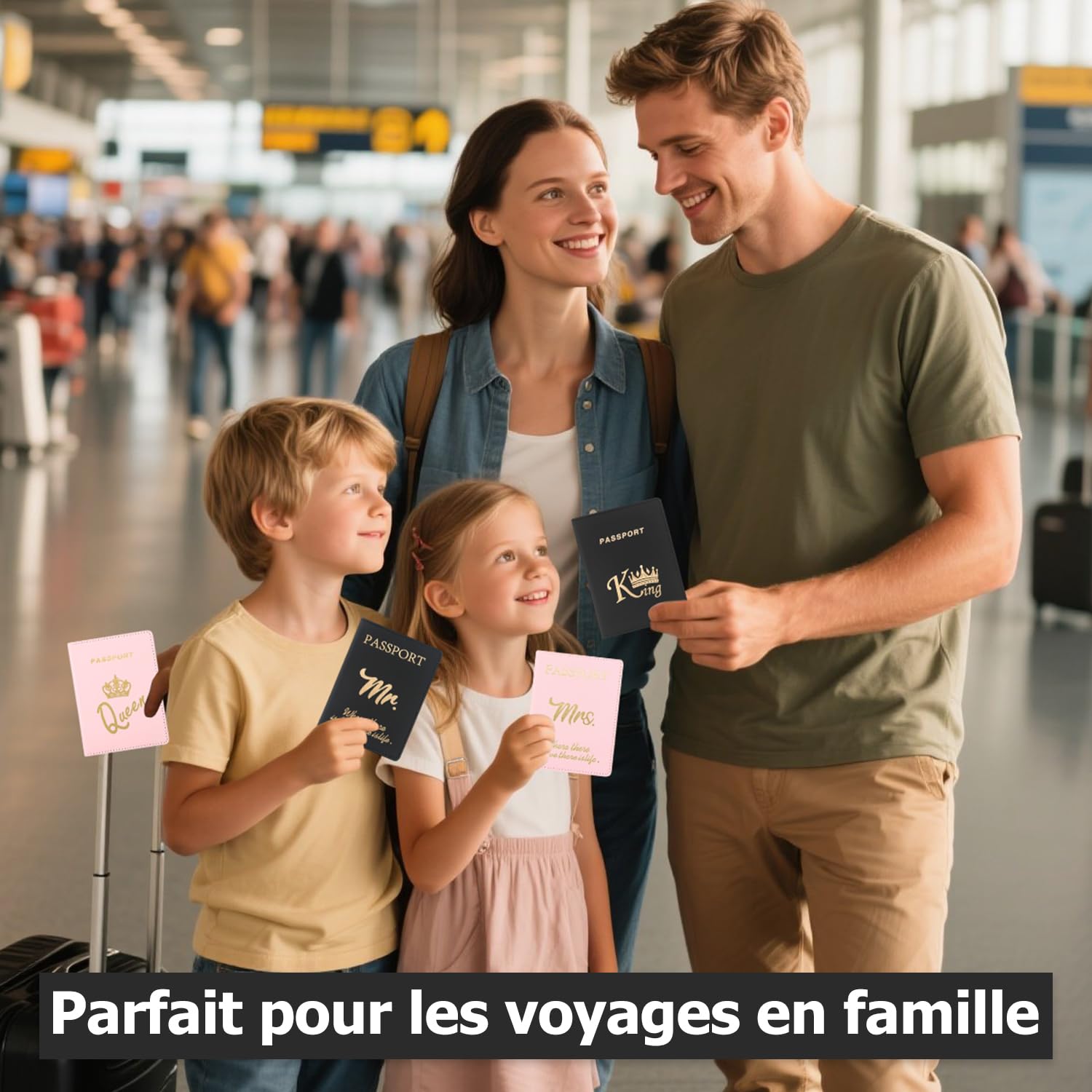 Protege Passeport Protection Francais - Pochette Passeport Etui de Voyage Cuir PU de Qualité Design Distinctif pour Hommes et Femmes(Noir Mr)