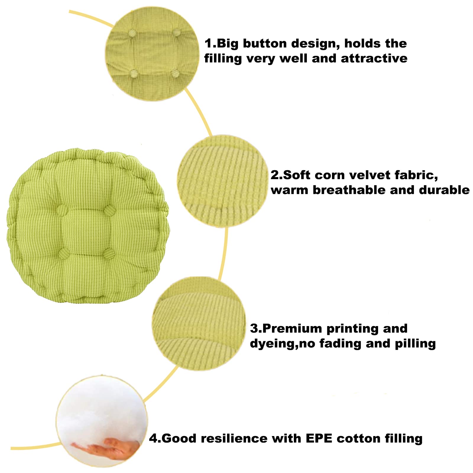 Cuscino da Pavimento Cuscino Spesso Cuscini da Meditazione per Camera da Letto Balcone Auto Ufficio Lettura Cuscino per Sedia da Esterno per Interni (Green 50cm/20in(Set of 4))