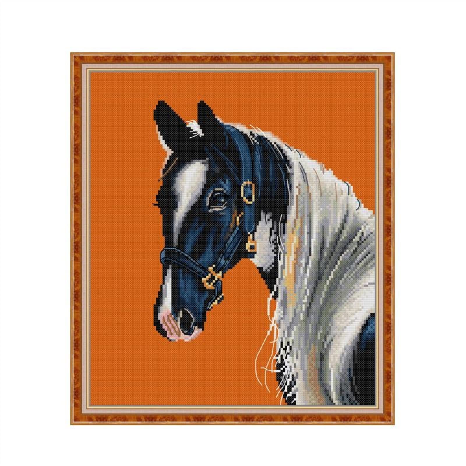 Kit point de croix cheval 14ct toile imprimée pour broderie