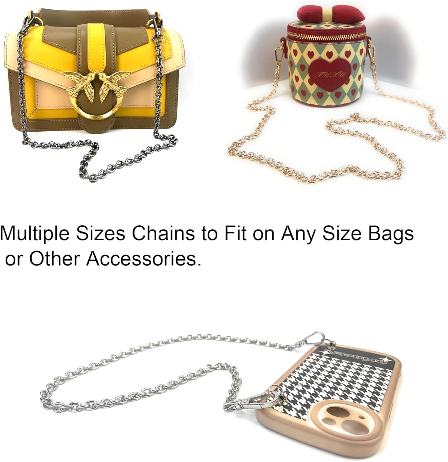 Metal O Link Purse Chain Strap | Premium Steel O Links Durable Wear-Resistant Smooth Finish Clip-On Design For Shoulder, Crossbody & Handbags