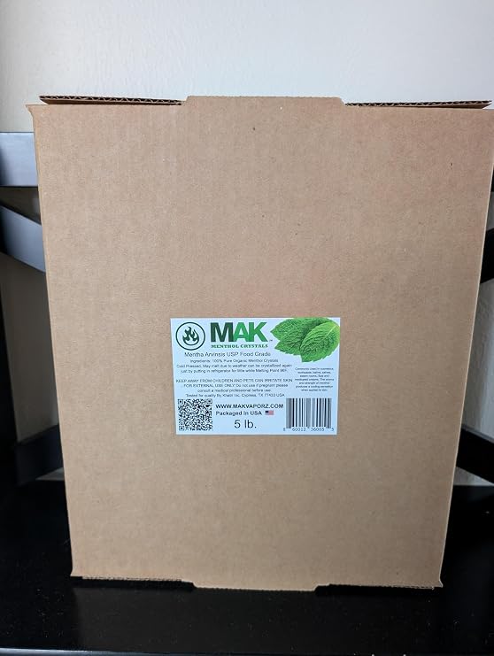 Mak Menthol Crystals 5 LB - Pure Organic 100% Natural - Menthol Crystals from Mint Crystal Mints Mentha Arvensis -  in Resealable ziplock Bag for Long-Lasting Freshness