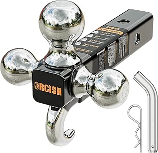 ORCISH Trailer Hitch Tri-Ball Mount with Hook & Pin, Trailer Ball Size 1-7/8", 2" and 2-5/16", Fit 2 Inch Hitch Receiver, 2/3 in 1 Ball Truck Hitch, Tow Hitch