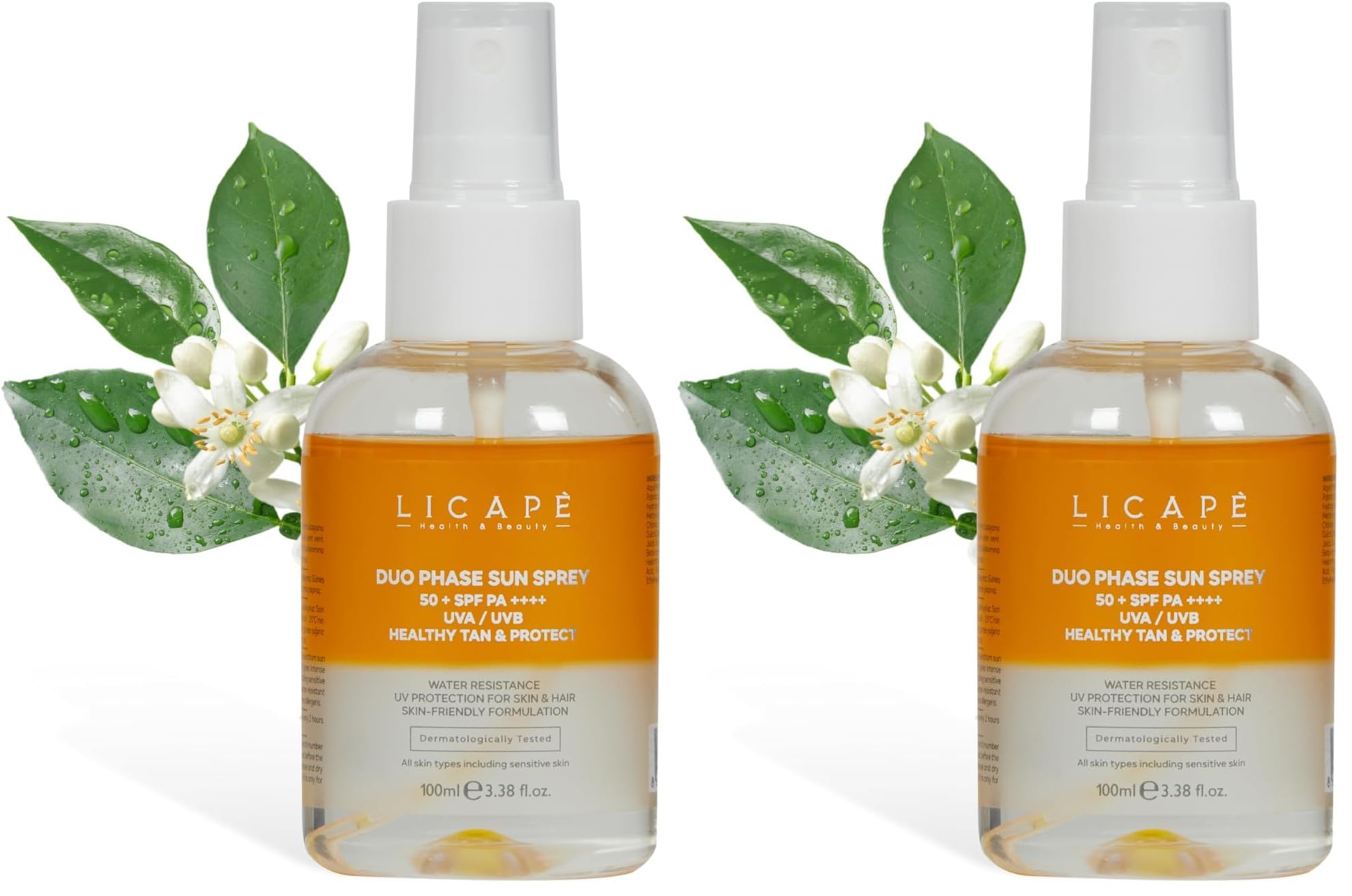 Kuru ve Hassas Ciltler İçin Çift Fazlı Güneş Spreyi 100ml (2 paketi)