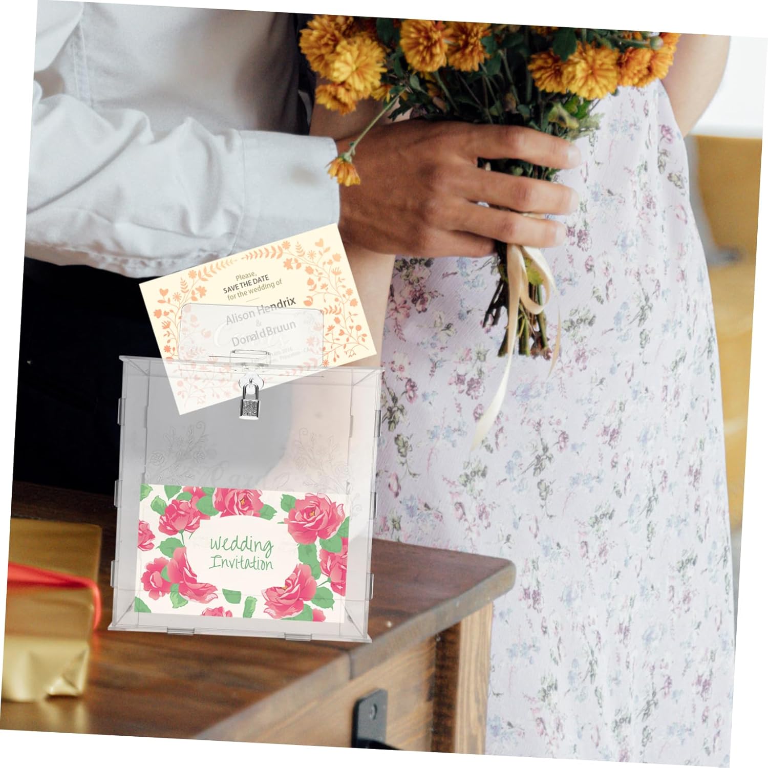 Wedding Card Box Lock Elegant Design for Reception for Envelopes Money and Keepsakes