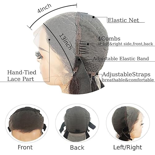 Miniatura 4 de Peluca de cabello humano con encaje frontal degradado 427 con reflejos rizados, peluca de cabello humano de 13 x 4, rubio miel, pelucas frontales de