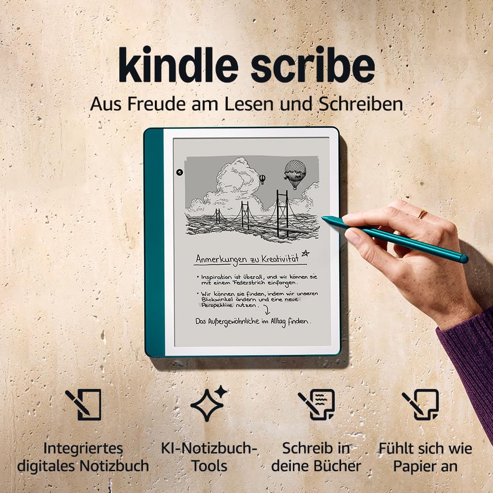 Amazon Kindle Scribe (64 GB) – Neuartiges Display mit gleichmäßigem Rahmen | Schreib einfach in Bücher und Dokumente… – Ansicht 2