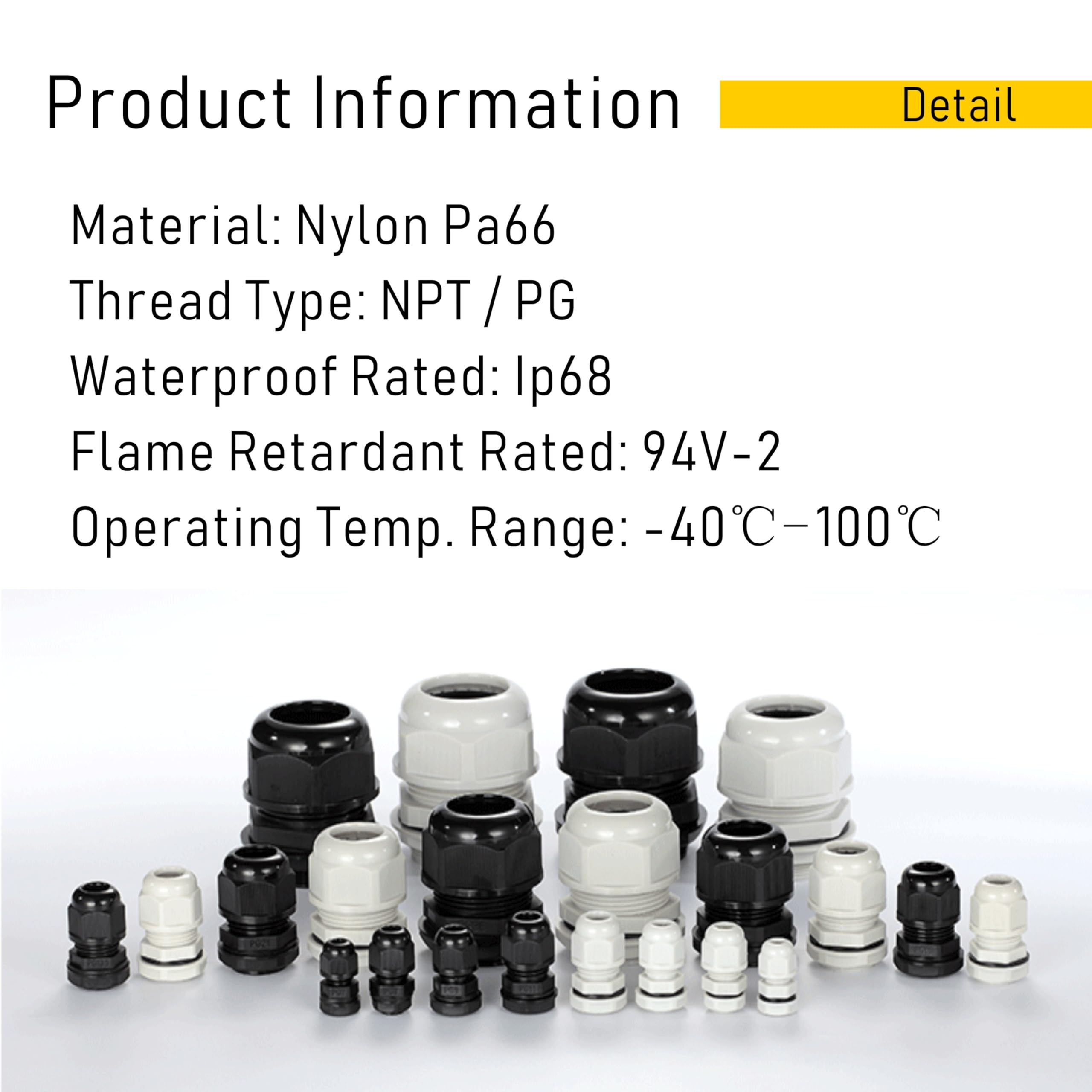 Waterproof Cable Glands - 10 Pack PG11 -7