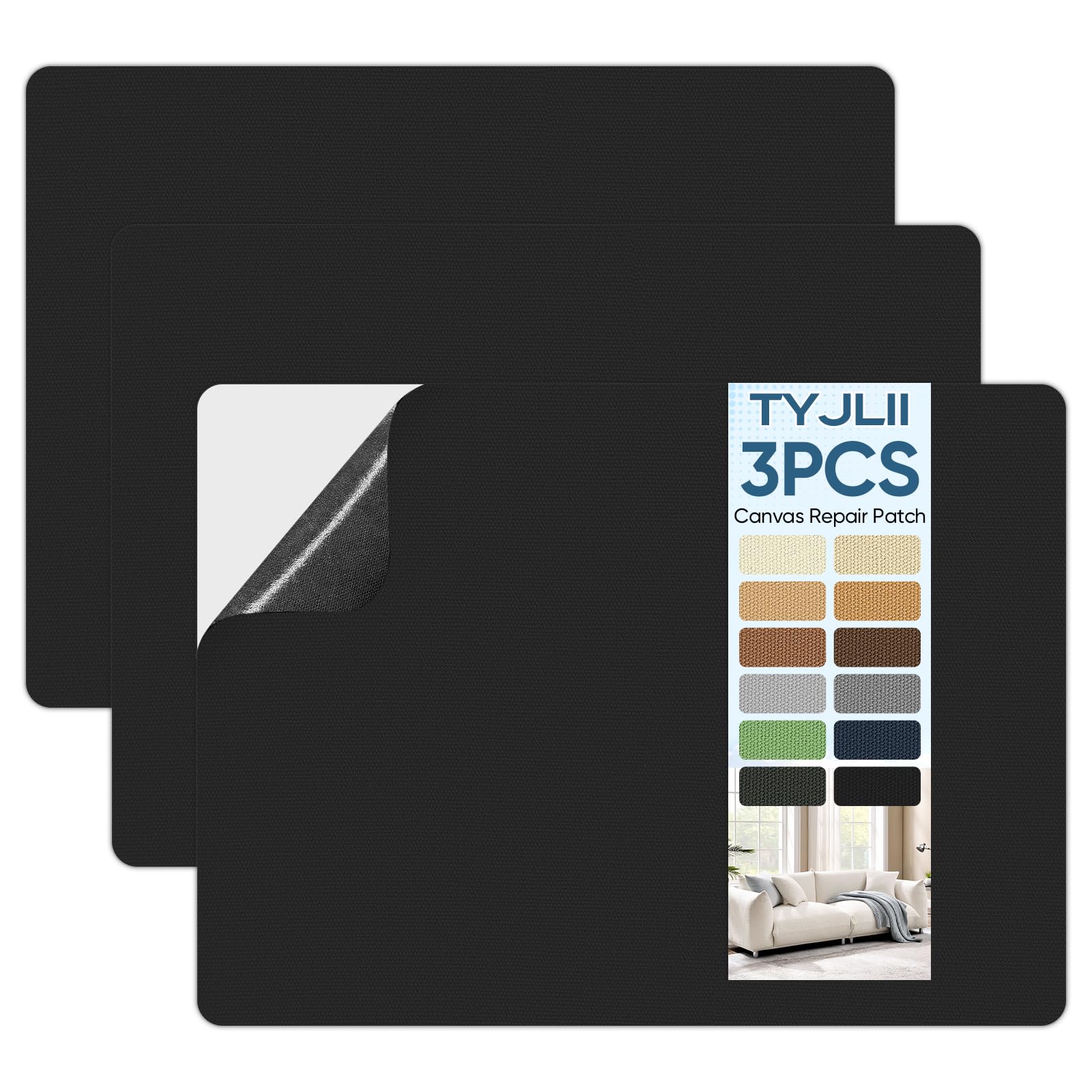 TYJLII Canvas Repair Patch，Waterproof Self Adhesive Fabric Patch for Tent,Boat Cover,Canopy,Umbrella,Furniture Cover,Awning,Luggage,Couch.(8.3″ x 11″-