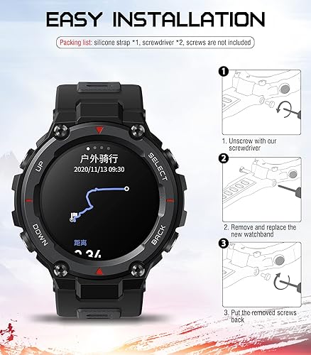 Miniatura 4 de MoKo Correa de reloj compatible con Amazfit T-Rex/T-Rex Pro Smartwatch, correa deportiva de repuesto de silicona suave, pulsera transpirable