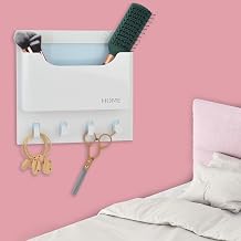Bedside Shelf Organizer,Stick On Adhesive Wall Mounted Floating Shelf Entryway Mail/Keys Holder for Phone,Glasses,Remote Control - Good for Home,Dorm,Bedroom,Office Horizontal Type/White