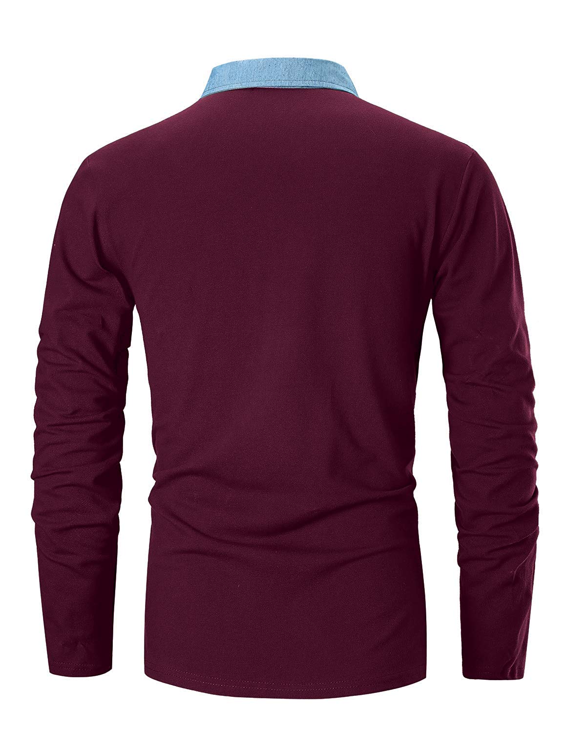 GNRSPTY Polo Manica Lunga Uomo Maglietta Denim Collare Maglia Elegante Cotone T-Shirt Golf Tennis Lavoro Camicia