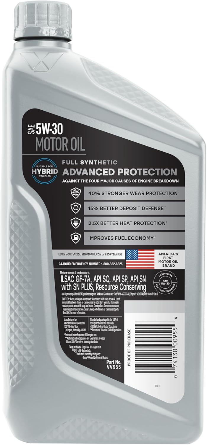 Valvoline Advanced Full Synthetic SAE 5W-30 Motor Oil 1 QT, Case of 6 - Image 5