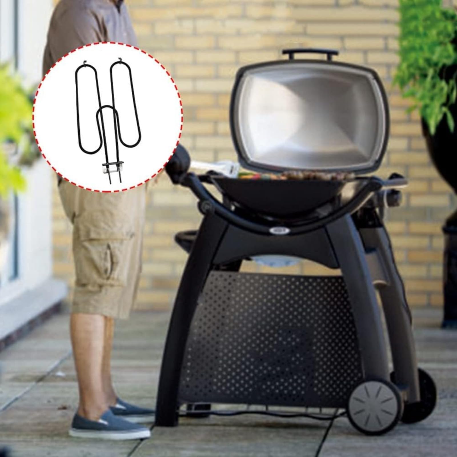 WOZLO Grille Barbecue，Barbecue，Weber Accessoires Barbecue，Élément Chauffant de Remplacement pour Barbecue, Compatible 66631 (réglementation européenne), adapté aux Grils électriques Q140, Q1400