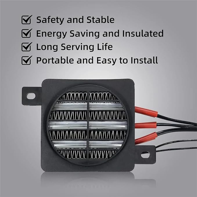 Calefactor Eléctrico Cerámico PTC 12V 120W con Ventilador miniatura 6