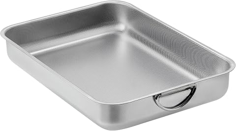 ROSSETTO Bandeja de Horno Mejorado de Acero Inoxidable con Asa Plato rectangular para lasaña Textura de panal (25cm)