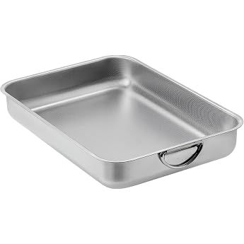 ROSSETTO Backblech Edelstahl Verbessert Rechteckig Auflaufform mit Griffen Ofenblech Kuchenblech Backofen Ofenform f r Lasagne Sp lmaschinenfest Wabenartige Textur 25cm