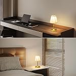 Lampe rechargeable avec 3000mah Batterie,5W LED Lampe sans fil en or,3 Températures de couleur Lampe de table rechargeable,Fabric Petite lampe de table,Mini Lampe tactile sans fil pour chambre, comptoir cuisine, H9.8 in